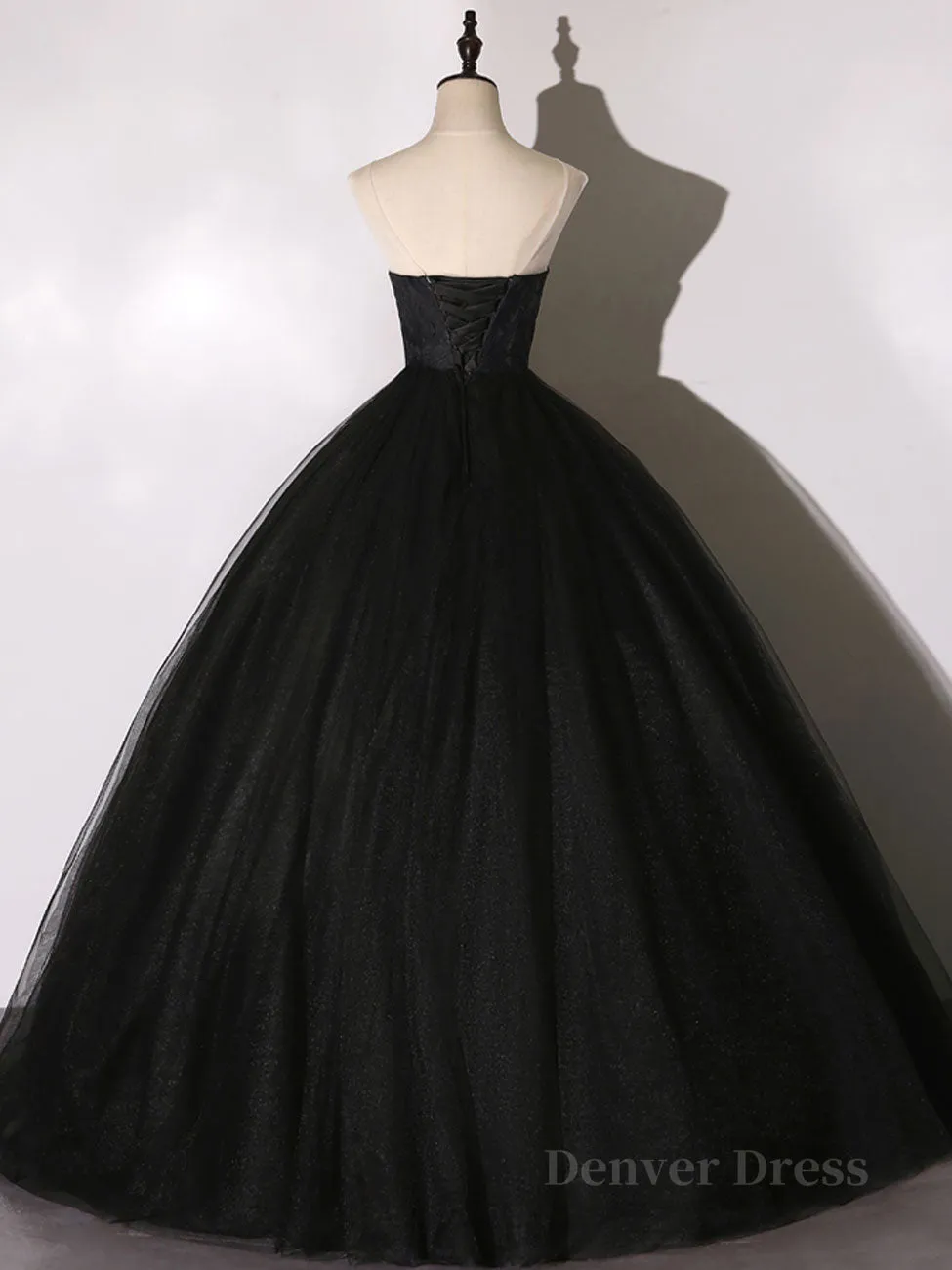 Black Long Prom Dresses Black Lace Formal Evening Dress