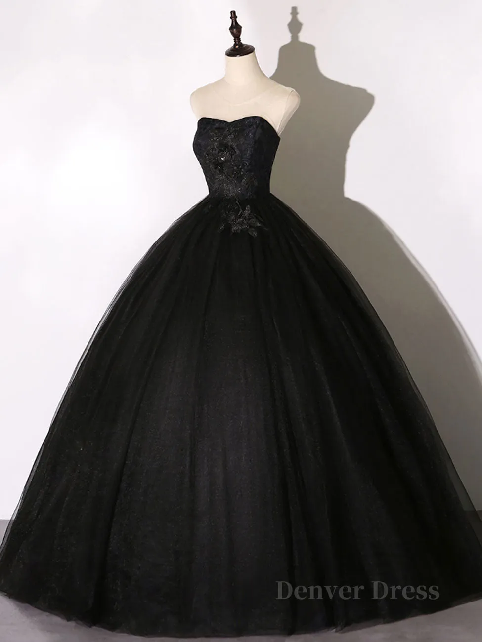 Black Long Prom Dresses Black Lace Formal Evening Dress