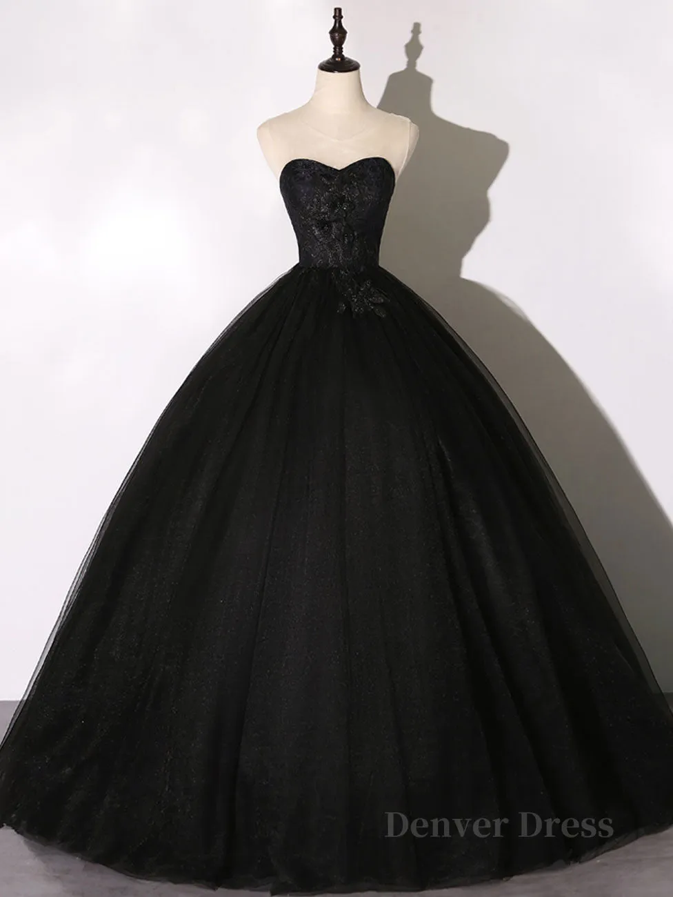 Black Long Prom Dresses Black Lace Formal Evening Dress