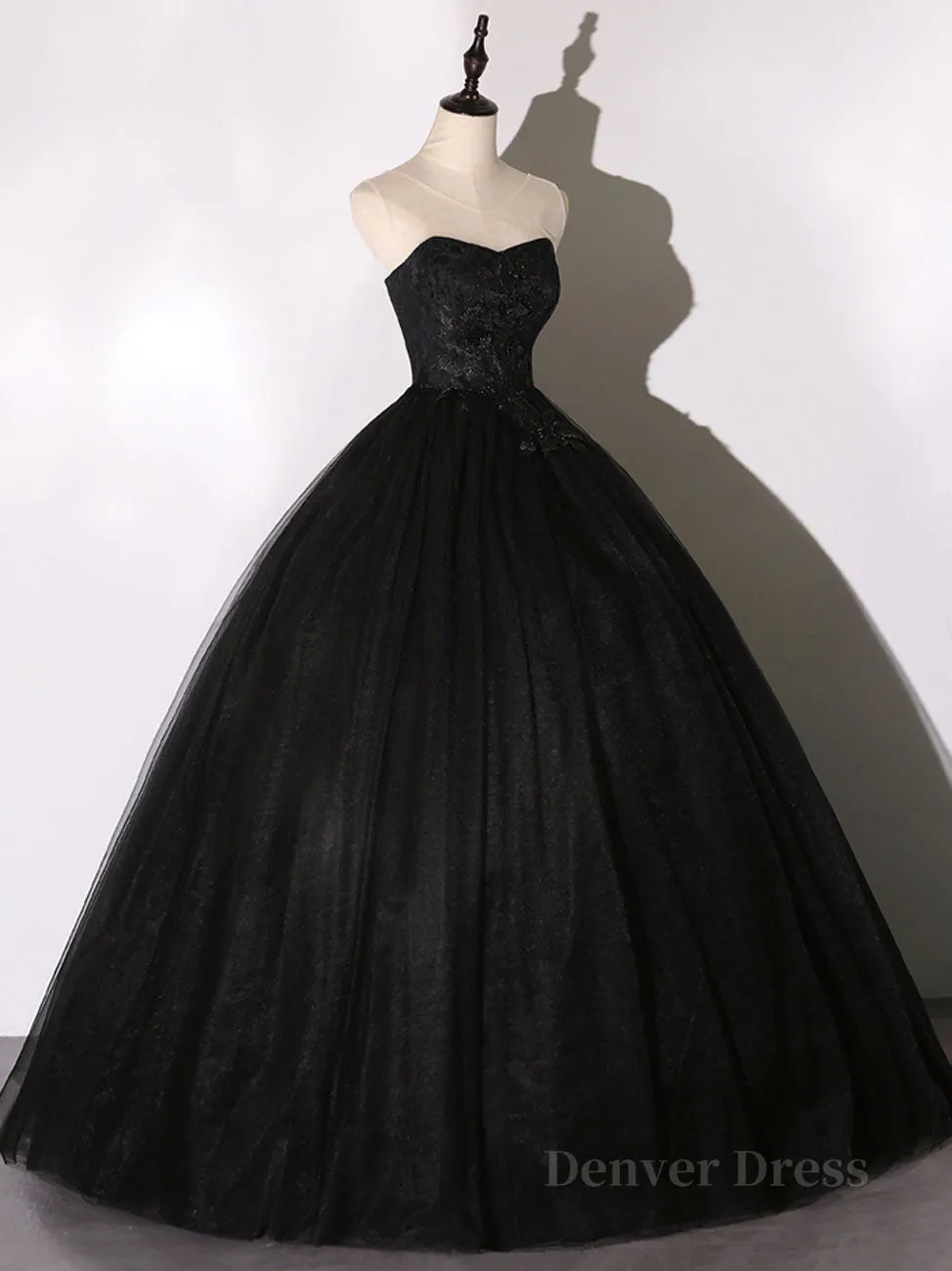 Black Long Prom Dresses Black Lace Formal Evening Dress