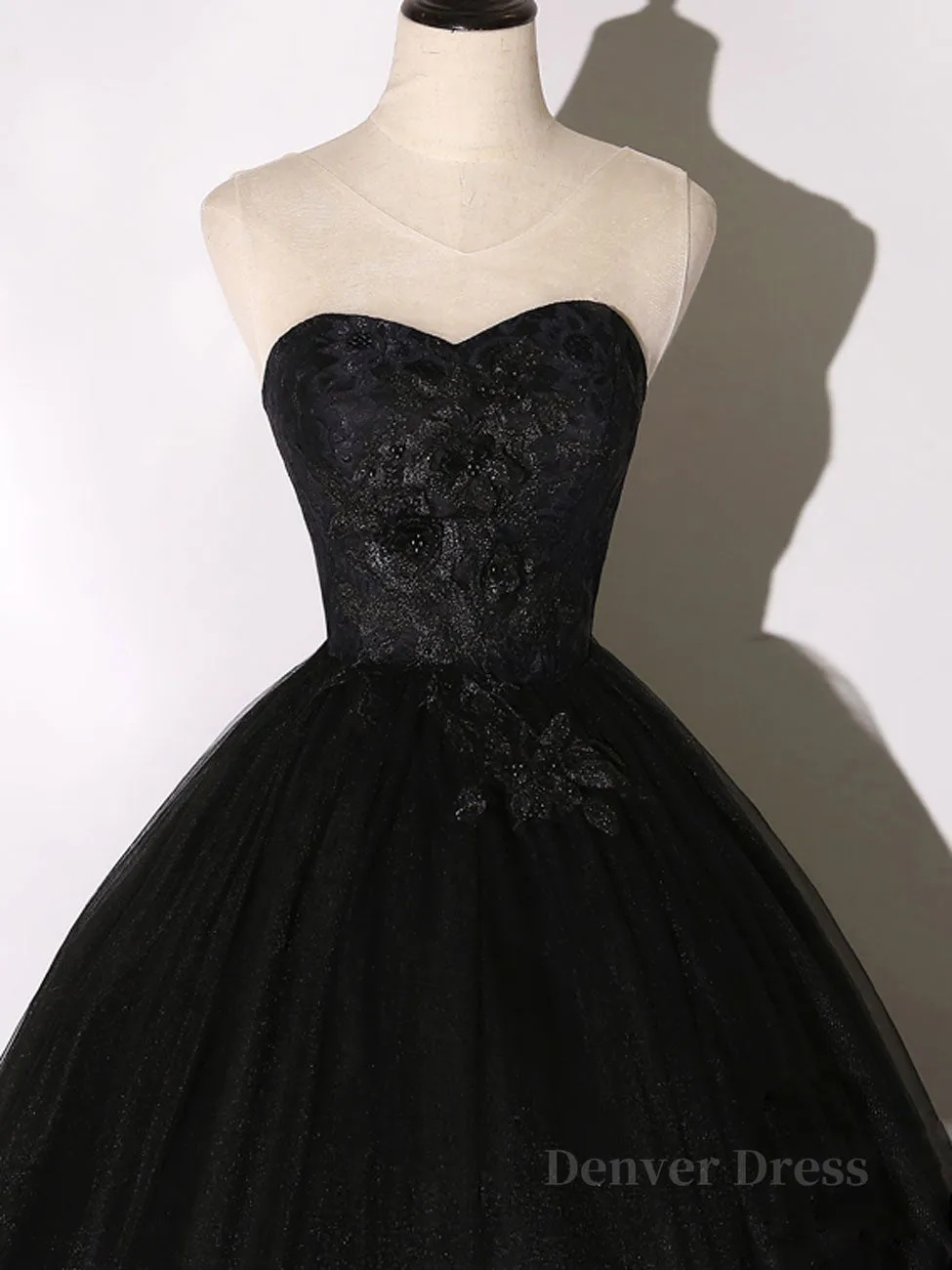 Black Long Prom Dresses Black Lace Formal Evening Dress