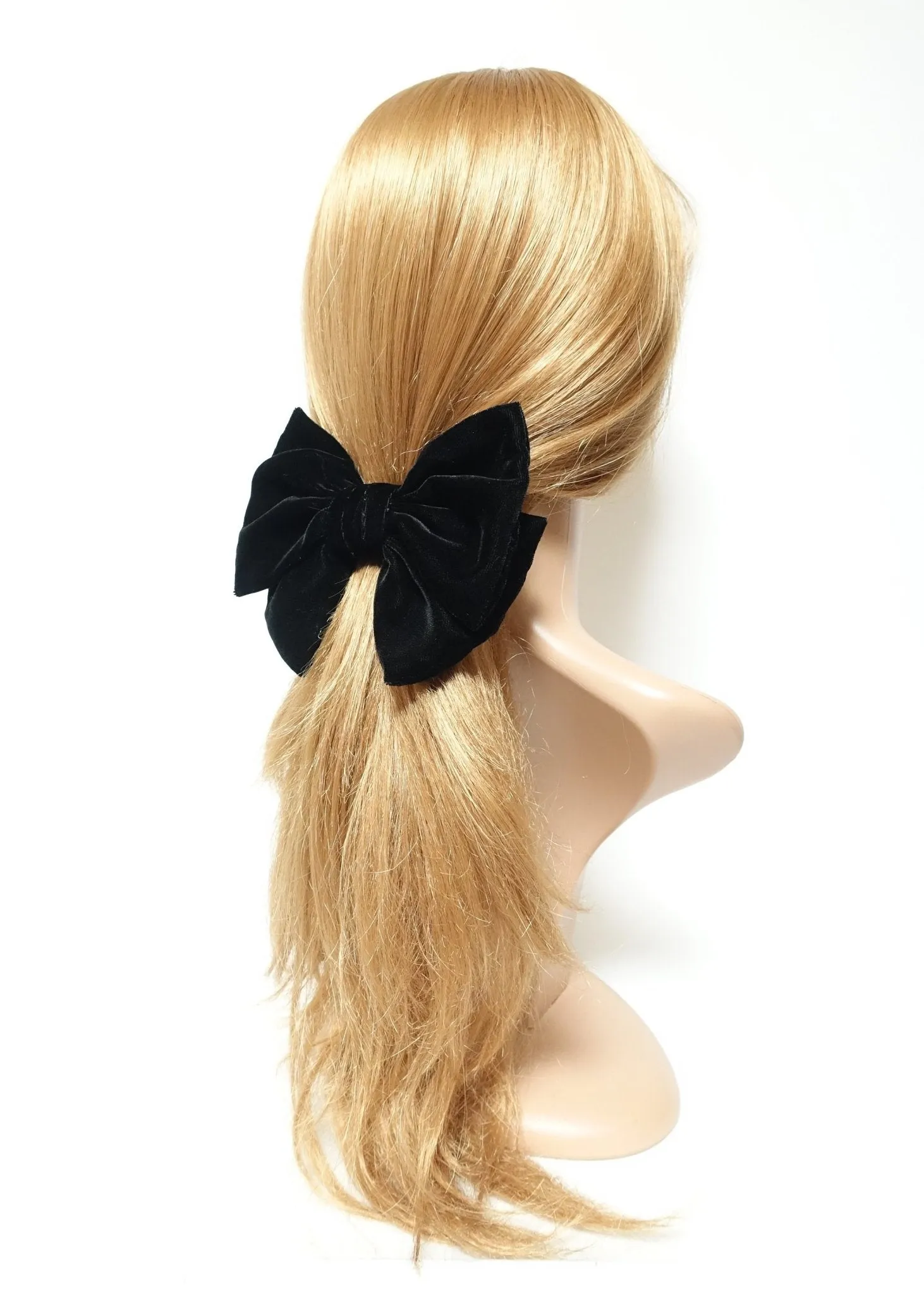 Black Silk Velvet hair bow barrette  Layered French Hair Barrette hair accessories for women