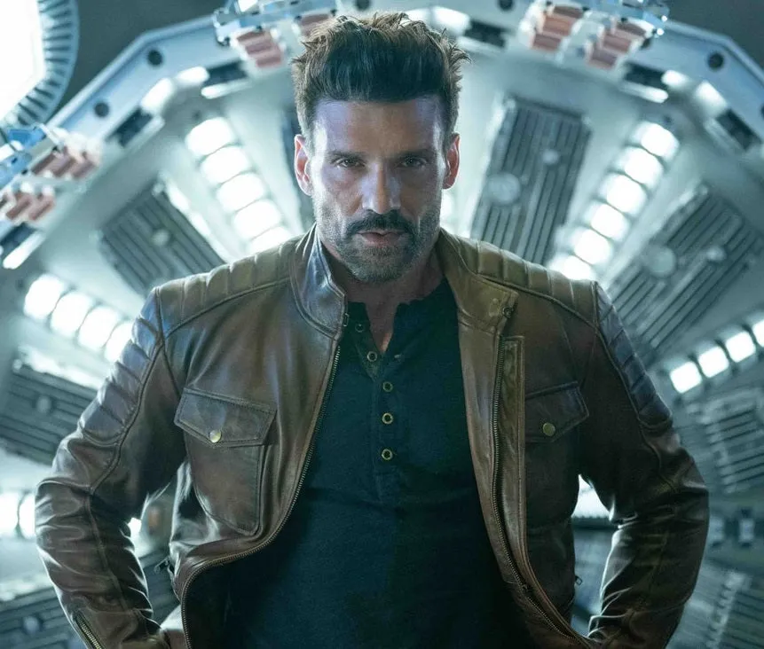 Boss Level Movie Frank Grillo Brown Leather Jacket