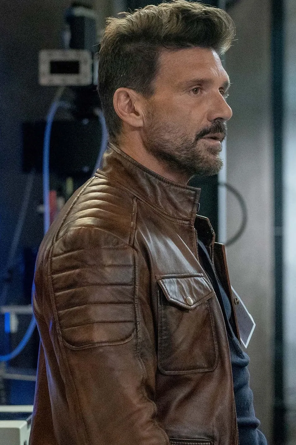 Boss Level Movie Frank Grillo Brown Leather Jacket