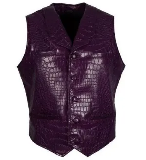 Buy Best Genuine Handmade Men's Purple Joker Faux Leather Vest For Sale