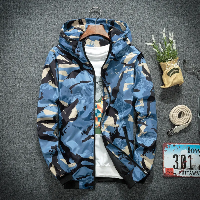 Casual Camouflage Jacket, Men's Hoodie, Street Clothes