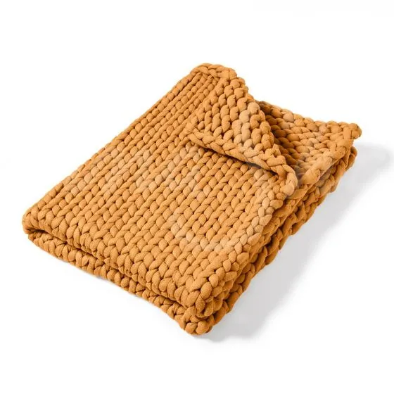 Chunky Knit Throw ~ Camel