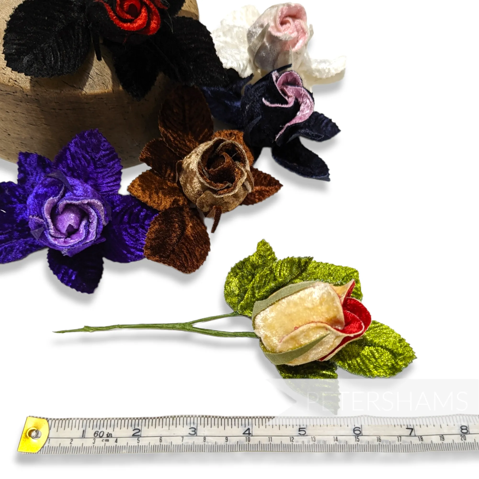 'Delia' Two-tone Velvet Rosebud Millinery Hat Mount