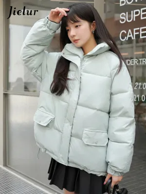 Korean Style Winter Jacket Women New Loose Short Pink Black Parkas Female Harajuku Bread Jacket Cotton Padded Coat Woman