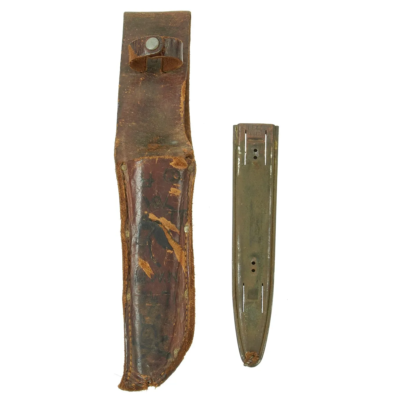 WWI Model 1918 Mark I Trench Knife with Scabbard and Custom Sheath from L. F. & C. - Original U.S. Design