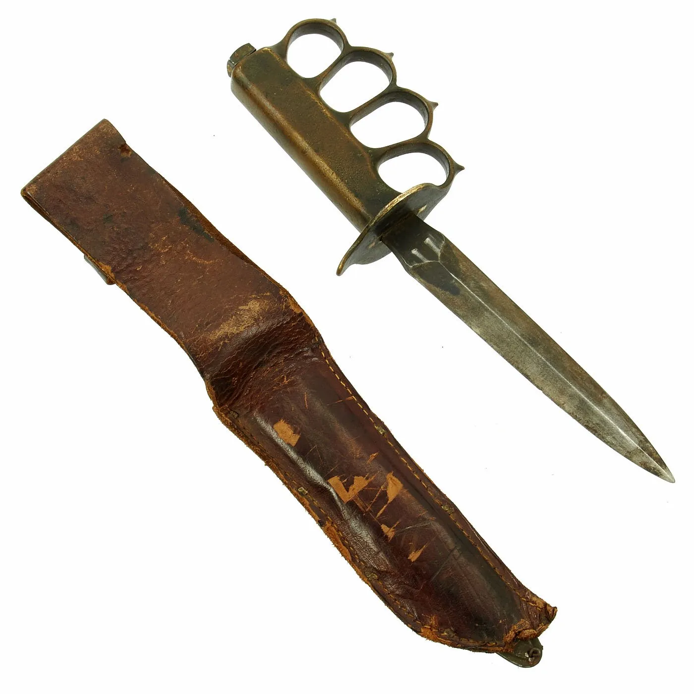 WWI Model 1918 Mark I Trench Knife with Scabbard and Custom Sheath from L. F. & C. - Original U.S. Design