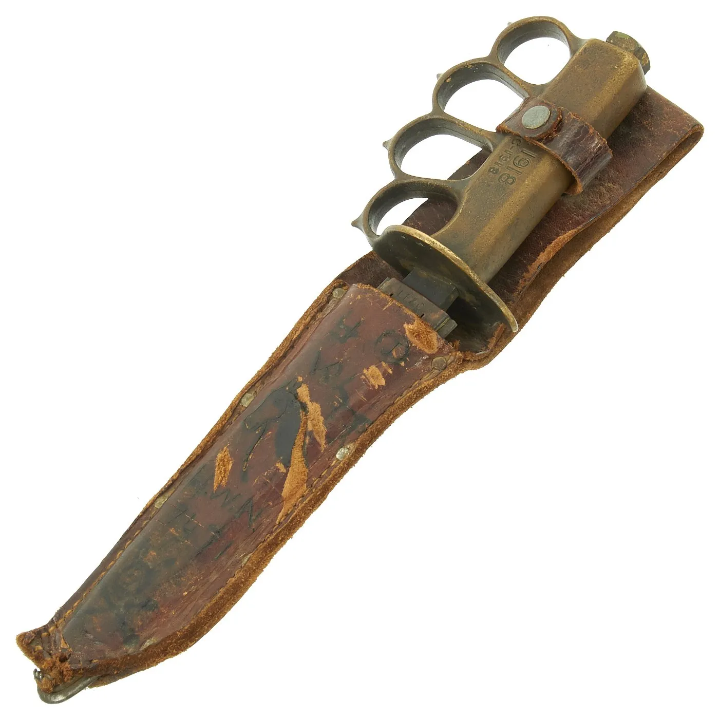 WWI Model 1918 Mark I Trench Knife with Scabbard and Custom Sheath from L. F. & C. - Original U.S. Design