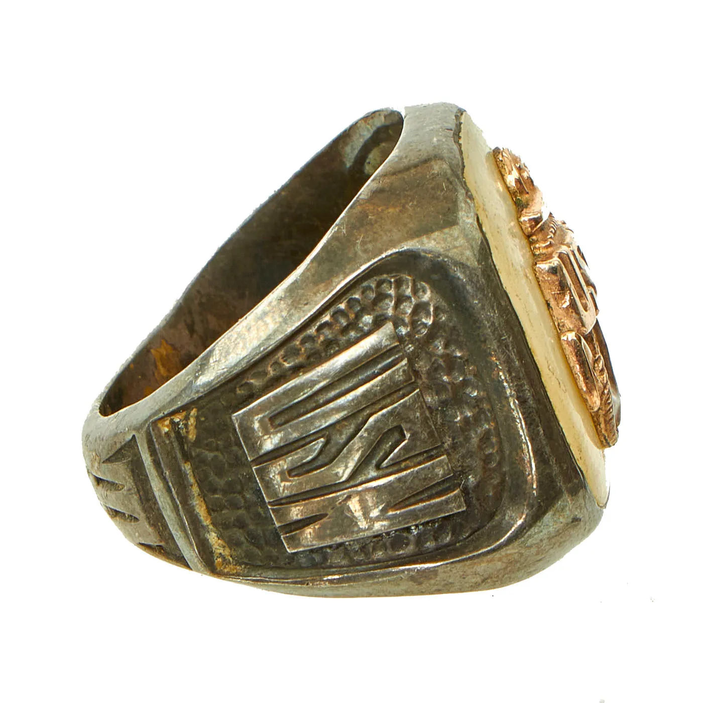 Original U.S. WWII Trench Art / Service Souvenir Ring Set of 3 Featuring a Manila Engraved Ring