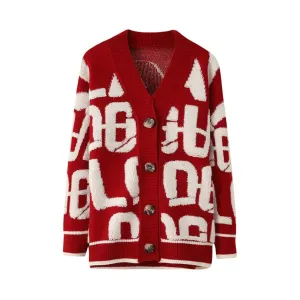 Pre Order:  Embroidered Letters Knit Cardigan