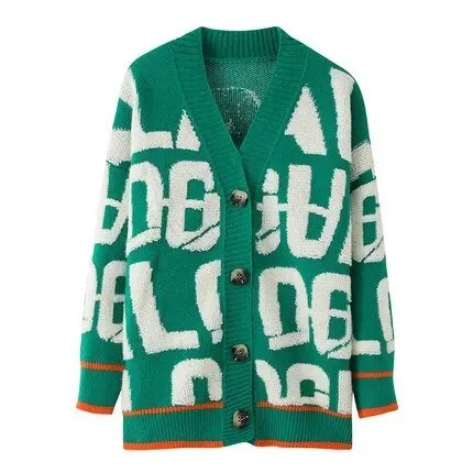 Pre Order:  Embroidered Letters Knit Cardigan