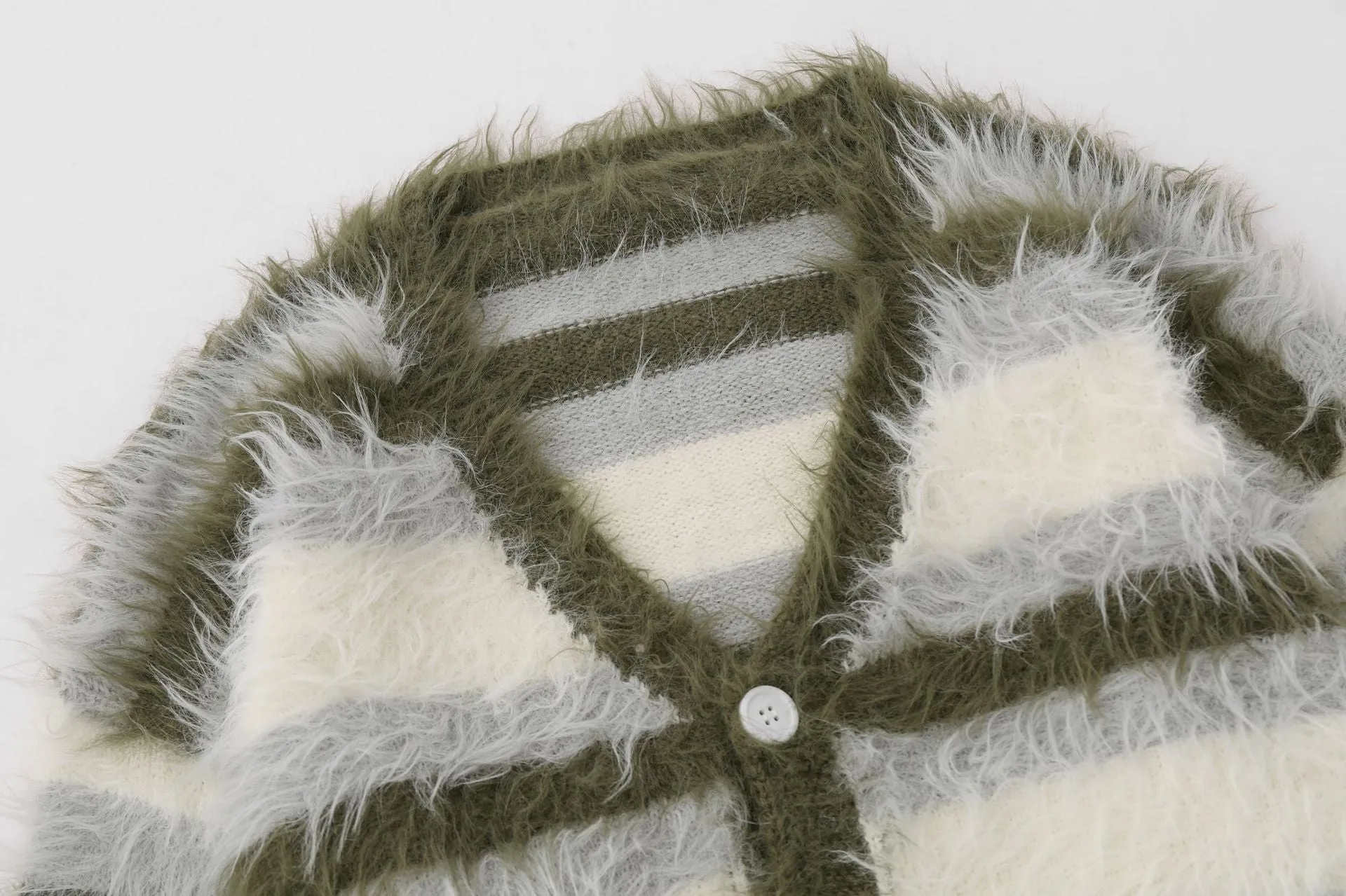 Pre Order:  Furry Striped Knitted Cardigan