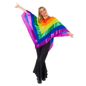 Rainbow Poncho Womens Costume