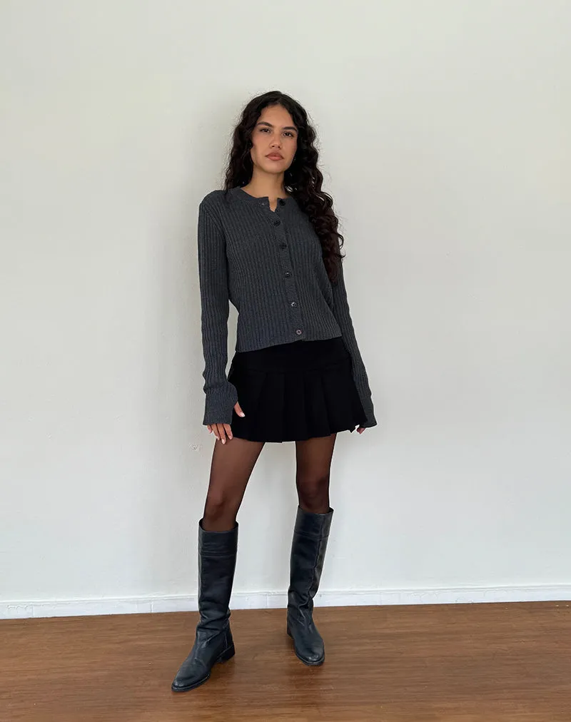 Samaya Knit Cardigan in Dark Charcoal