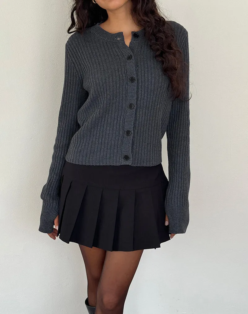 Samaya Knit Cardigan in Dark Charcoal