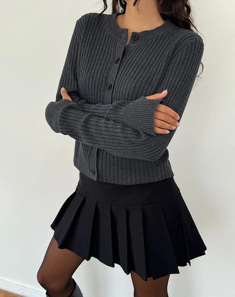 Samaya Knit Cardigan in Dark Charcoal