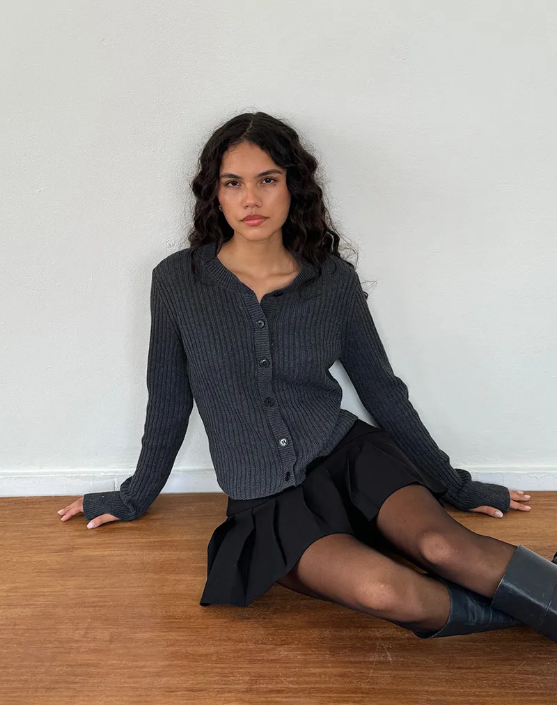 Samaya Knit Cardigan in Dark Charcoal