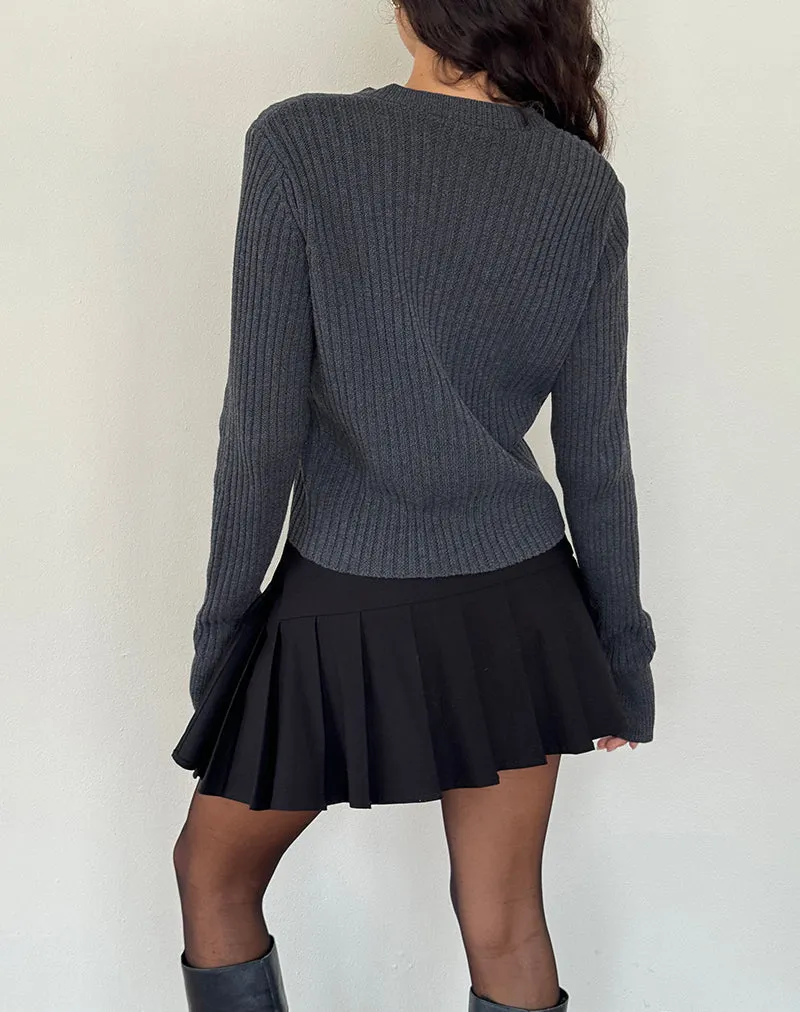 Samaya Knit Cardigan in Dark Charcoal