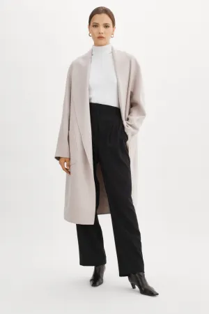 Thara Shawl Collar Wool Coat | Feather Grey