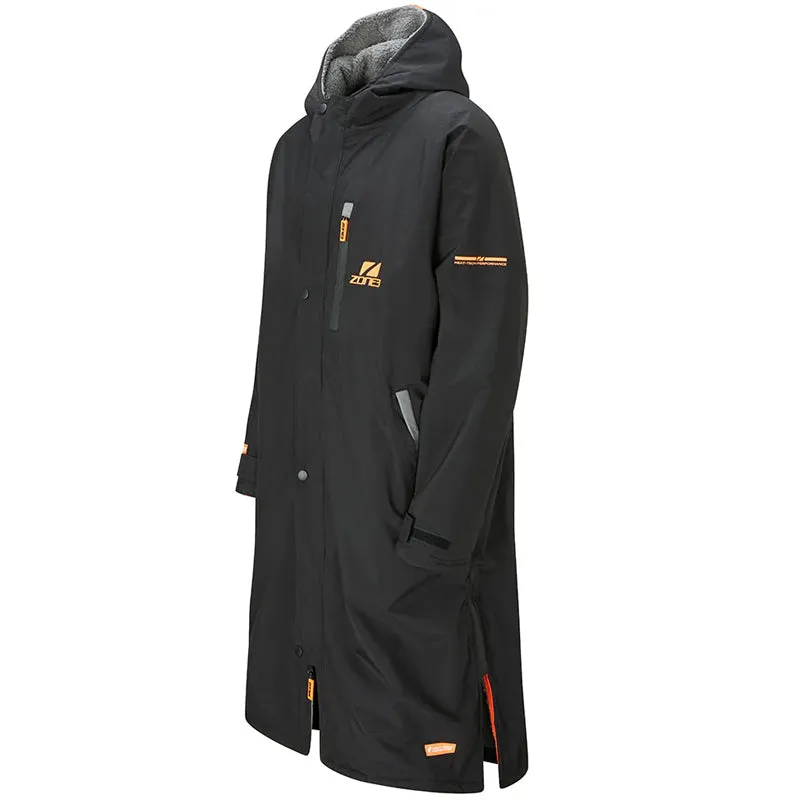 Zone3 - Heat-Tech Polar Fleece Parka Changing Robe Jacket - Black/Orange